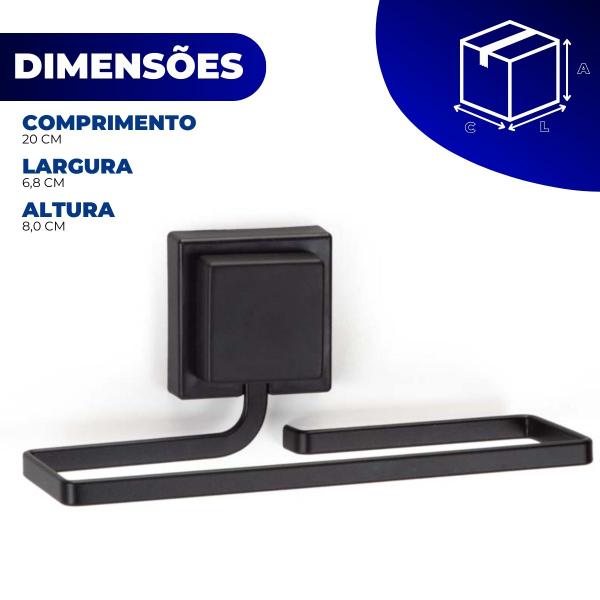 Porta Toalha de Rosto Barra Banheiro Lavabo Toalheiro Sem Furo Fixação Dupla Face Preto - Arthi Imagem de Porta Toalha de Rosto Barra Banheiro Lavabo Toalheiro Sem Furo Fixação Dupla Face Preto