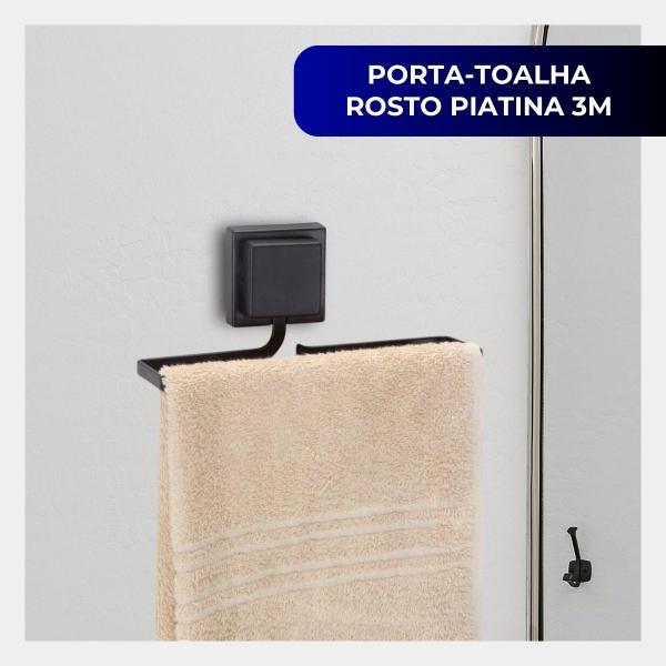 Porta Toalha de Rosto Barra Banheiro Lavabo Toalheiro Sem Furo Fixação Dupla Face Preto - Arthi Imagem de Porta Toalha de Rosto Barra Banheiro Lavabo Toalheiro Sem Furo Fixação Dupla Face Preto