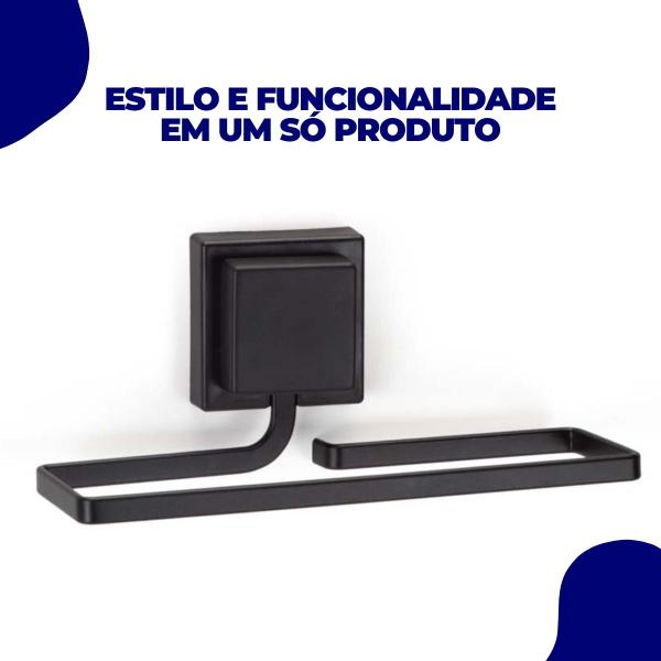 Porta Toalha de Rosto Barra Banheiro Lavabo Toalheiro Sem Furo Fixação Dupla Face Preto - Arthi Imagem de Porta Toalha de Rosto Barra Banheiro Lavabo Toalheiro Sem Furo Fixação Dupla Face Preto
