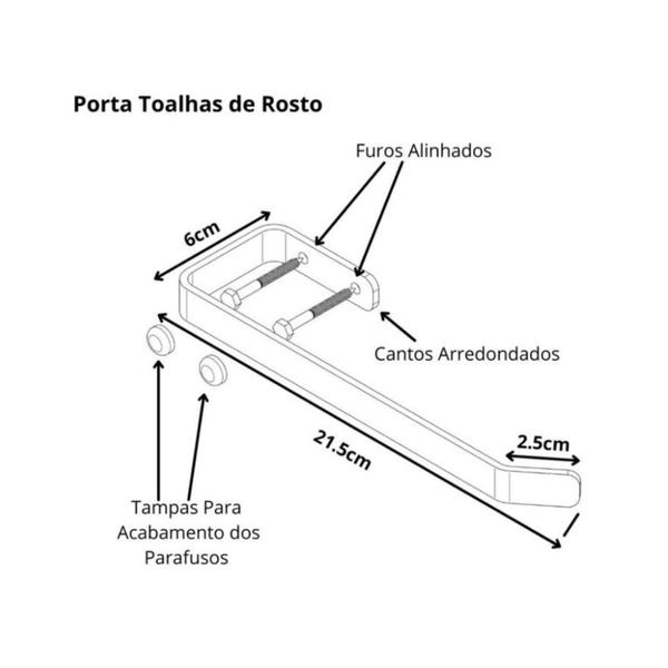 Imagem de Porta Toalha De Rosto De Banheiro Preto Fosco F.Plus