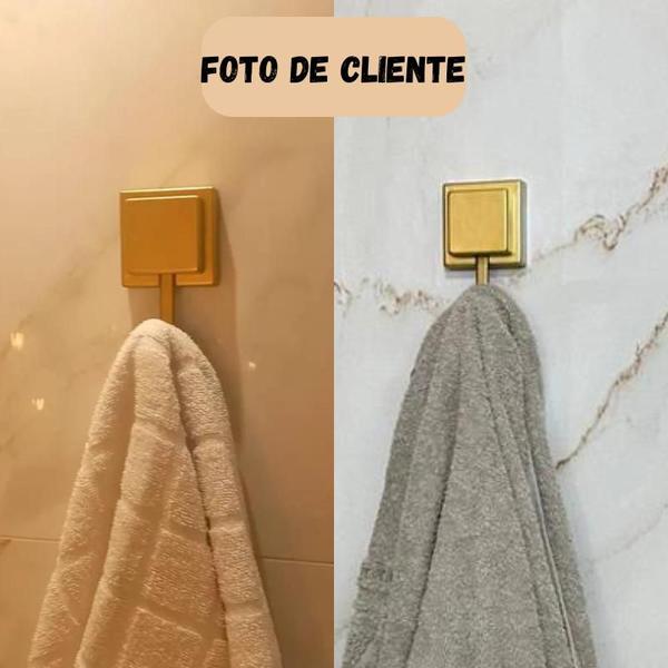 Imagem de Porta Toalha Dourado Duplo Lavabo Banheiro Gancho Toalheiro De Parede