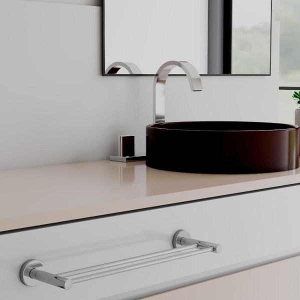 Porta Toalha Duplo 45Cm Athenas Inox E Metal Escovado - Grego Metal Imagem de Porta Toalha Duplo 45Cm Athenas Inox E Metal Escovado