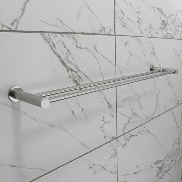 Imagem de Porta Toalha Duplo Para Banheiro 90cm  Inox 304 Rr1015 