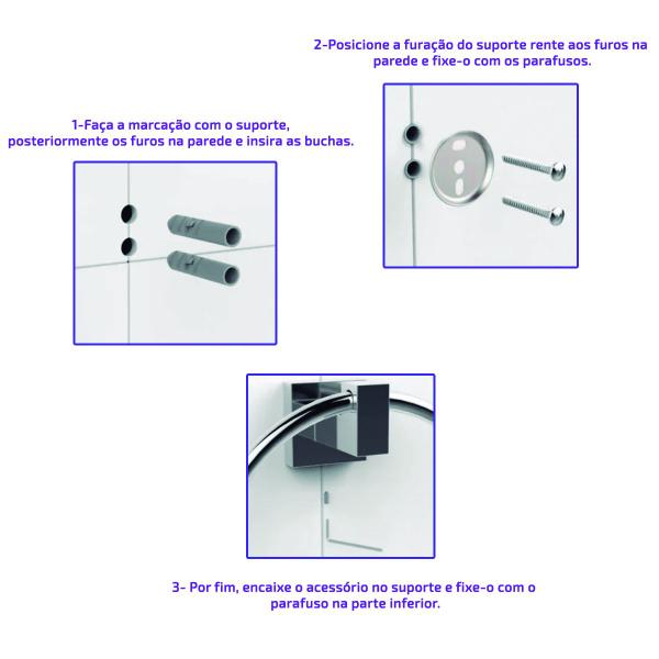 Imagem de Porta Toalha Gancho Cabide Banheiro Quadrado Cromado