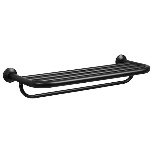 Porta Toalha Hotel Com Suporte Duplo Preto Fosco - MetalCromo Imagem de Porta Toalha Hotel Com Suporte Duplo Preto Fosco