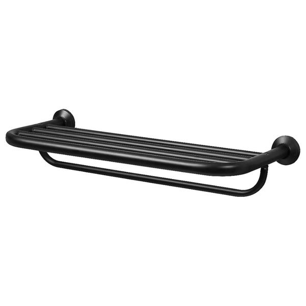 Porta Toalha Hotel Com Suporte Duplo Preto Fosco - MetalCromo Imagem de Porta Toalha Hotel Com Suporte Duplo Preto Fosco