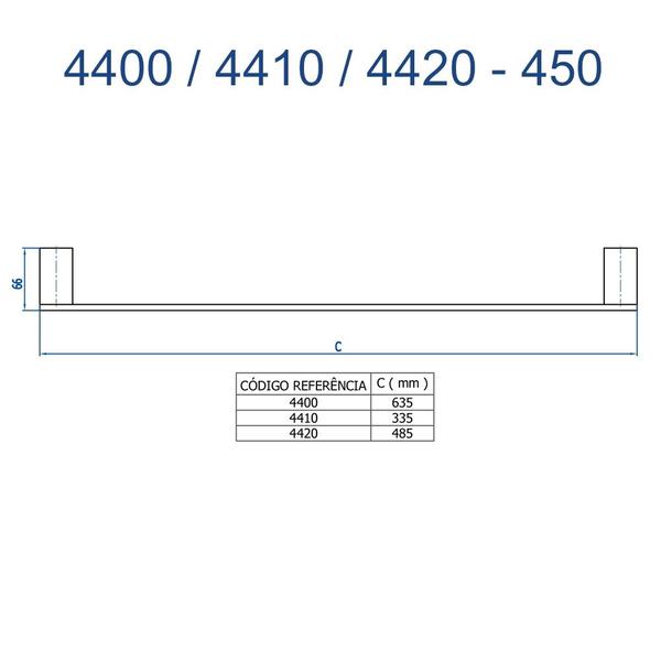 Imagem de Porta Toalha Reto Curto Cromado Horus 4410 C450 FANI