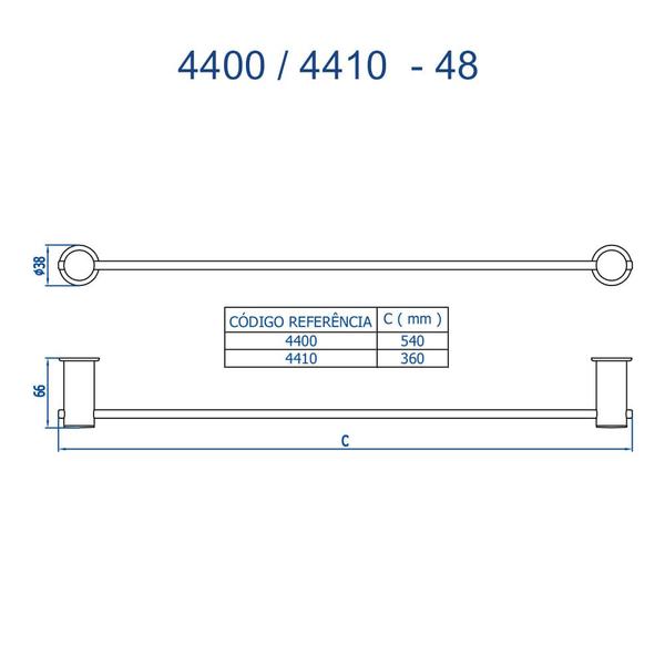 Imagem de Porta Toalha Reto Longo 4400 C48 Cromado Fani