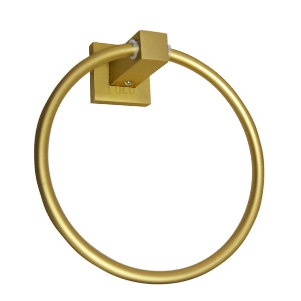 Imagem de Porta Toalha Rosto Mãos Dourado Fosco Argola Banheiro Metal