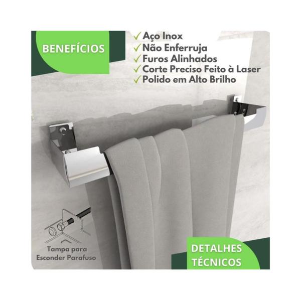 Porta Toalha Rosto Suporte Banheiro Toalheiro Inox F.ELG - FassinShop Imagem de Porta Toalha Rosto Suporte Banheiro Toalheiro Inox F.ELG