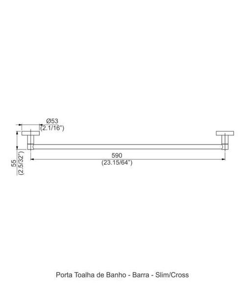 Imagem de Porta Toalha Slim Barra 60Cm Preto Fosco 12121824