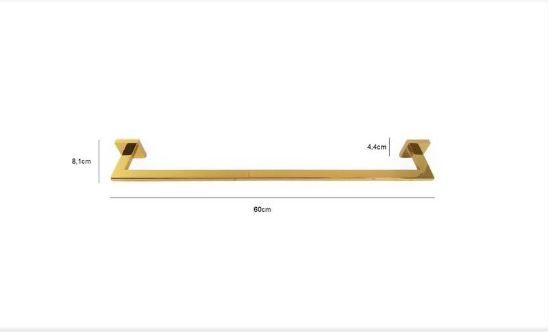 Imagem de Porta toalha toalheiro dourado italy line 60 cm banheiro eterna inox gold