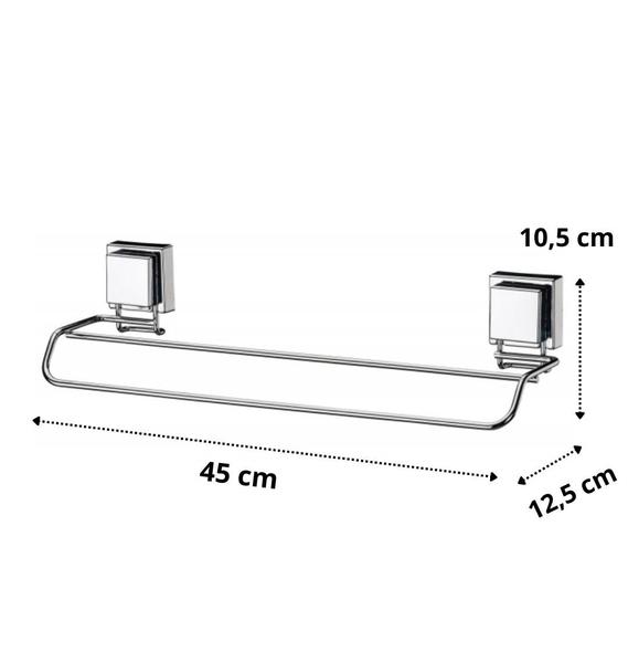 Imagem de Porta toalha Toalheiro Duplo 45cm Inox Ventosa Sucção Future 7008