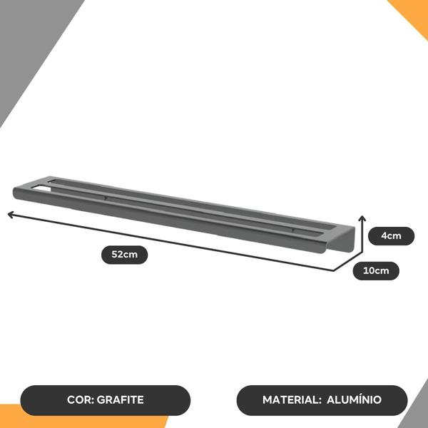 Imagem de Porta Toalha Toalheiro Duplo 52Cm Parede Cinza Future