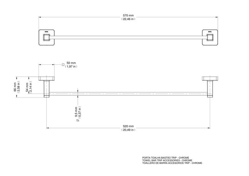 Imagem de Porta-toalhas Bastão Trip Cromado - Docol