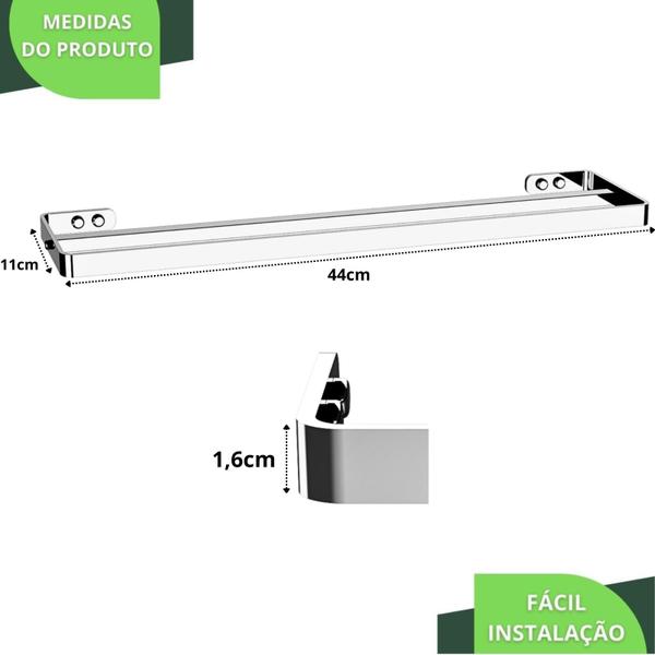 Imagem de Porta Toalhas De Banho Duplo Cromado De Parede SF.Max