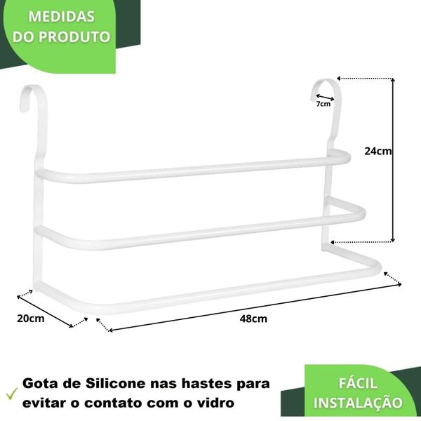 Imagem de Porta Toalhas Para Box 48cm Toalheiro Triplo Branco SF