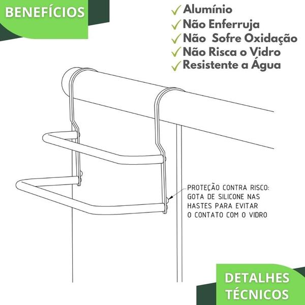 Imagem de Porta Toalhas Para Box 60cm Toalheiro Duplo Branco SF