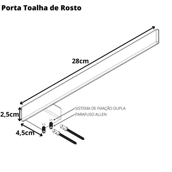 Imagem de Porta Toalhas Para Rosto Master Branco Dupla Fixação