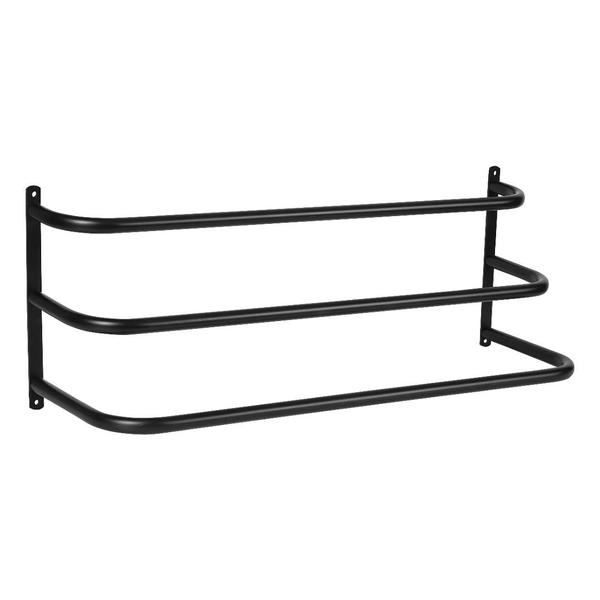 Porta Toalhas Toalheiro Triplo Para Parede Preto Fosco 48cm - MetalCromo Imagem de Porta Toalhas Toalheiro Triplo Para Parede Preto Fosco 48cm
