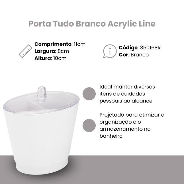 Imagem de Porta Tudo Multiuso Cotonete Branco Acrylic Line Banheiro