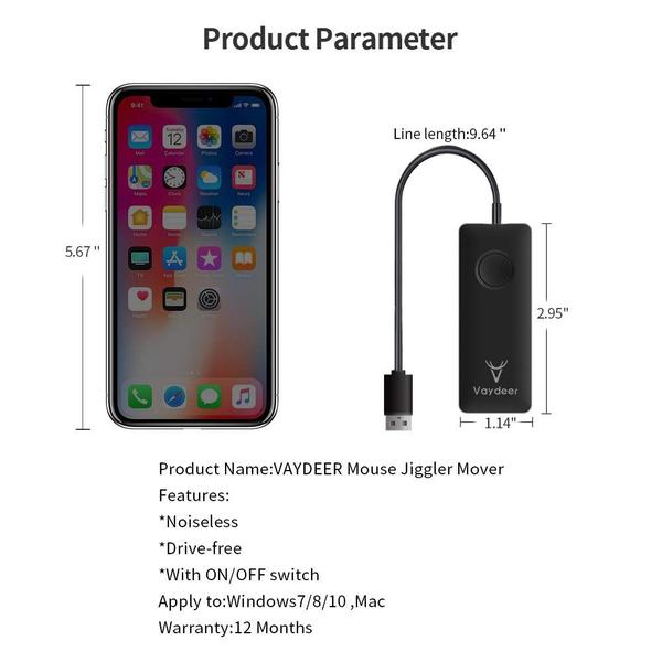 Porta USB Mouse Jiggler Vaydeer FM3011, sem driver Imagem de Porta USB Mouse Jiggler Vaydeer FM3011, sem driver