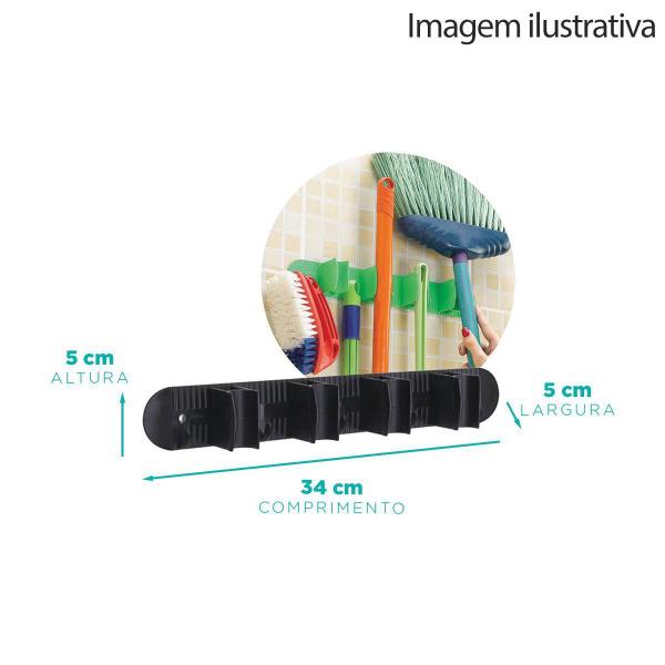 Imagem de Porta Vassouras 5 Ganchos E 4 Encaixes De Plástico Preto