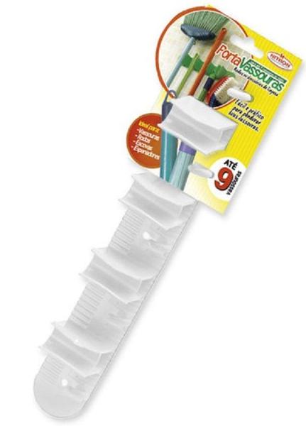 Porta Vassouras Com 4 Encaixes E 5 Ganchos - Nitron Imagem de Porta Vassouras Com 4 Encaixes E 5 Ganchos