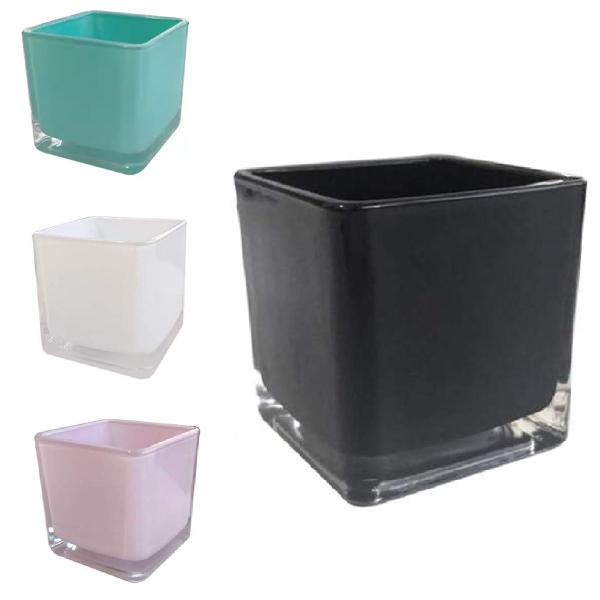 Porta Vela Castiçal de Vidro Quadrado Mini Vaso 110ml - Inter Imagem de Porta Vela Castiçal de Vidro Quadrado Mini Vaso 110ml