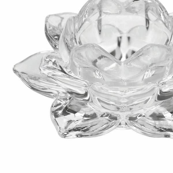 Porta Velas Castiçal Flor de Lotus Vidro Transparente Luxo - Tuut - Yangzi Imagem de Porta Velas Castiçal Flor de Lotus Vidro Transparente Luxo - Tuut