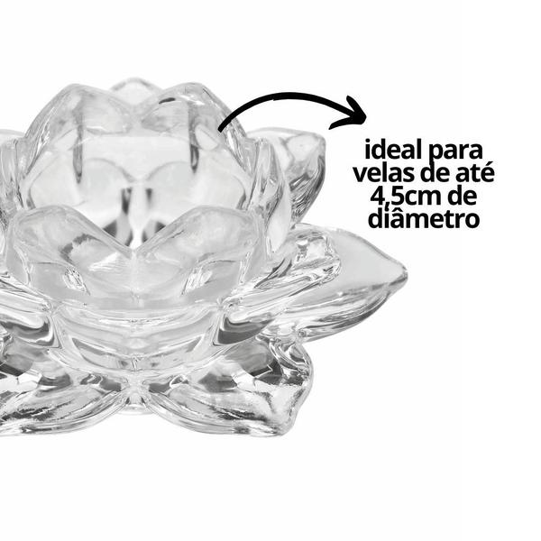 Porta Velas Castiçal Flor de Lotus Vidro Transparente Luxo - Tuut - Yangzi Imagem de Porta Velas Castiçal Flor de Lotus Vidro Transparente Luxo - Tuut