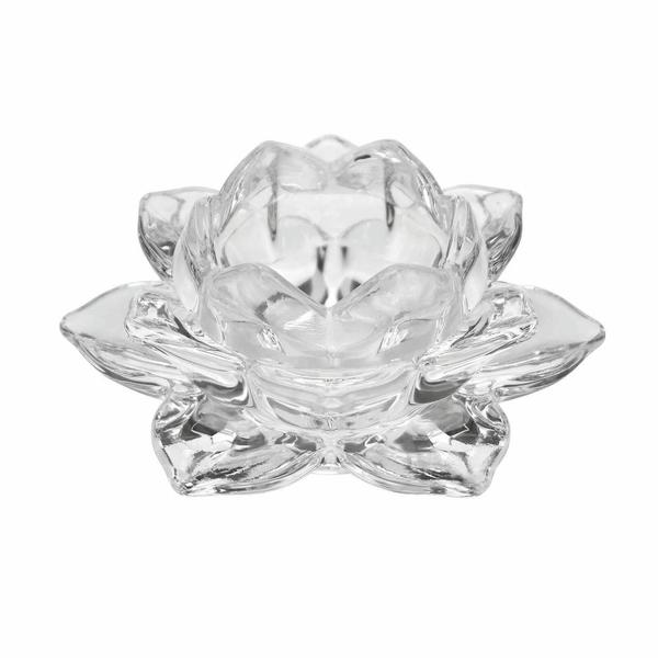 Porta Velas Castiçal Flor de Lotus Vidro Transparente Luxo - Tuut - Yangzi Imagem de Porta Velas Castiçal Flor de Lotus Vidro Transparente Luxo - Tuut