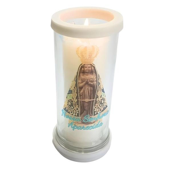 Imagem de Porta Velas em vidro e mármore Personalizado N Sra Aparecida