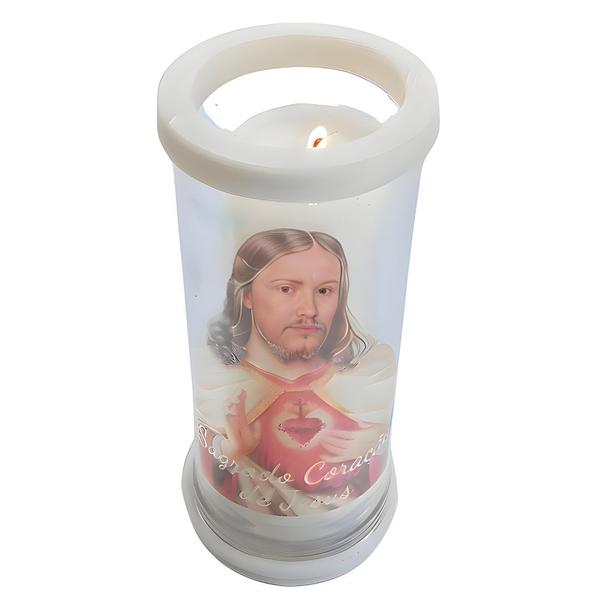 Imagem de Porta Velas vidro e mármore Personalizado Coração de Jesus