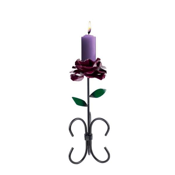 Imagem de Porta Velas Votiva E Palito Rosa Roxa Em Metal 30Cm