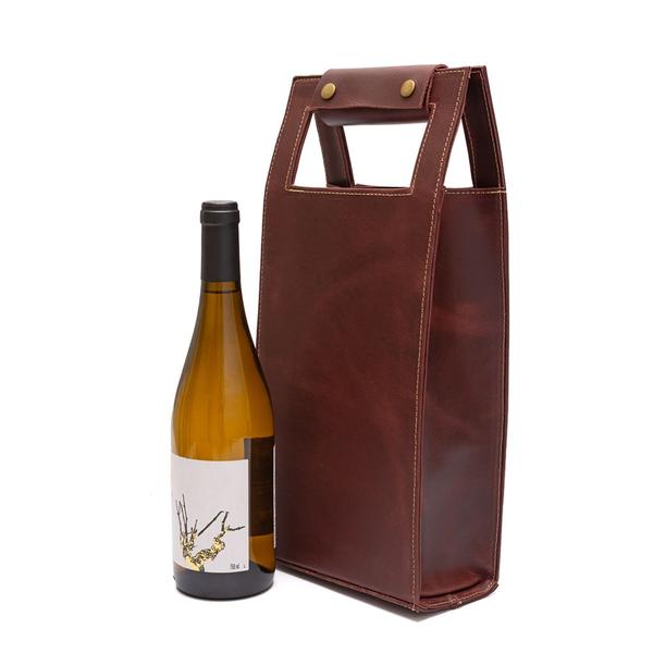 Imagem de Porta Vinho De Couro Legítimo Wine Bag Presente Alto Padrão