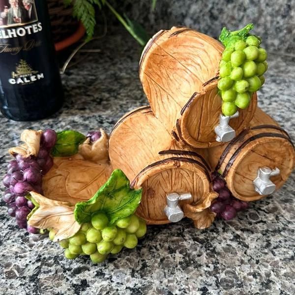 Imagem de Porta Vinho Em Resina Artesanal Decoração Uvas Adega Bar