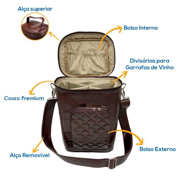 Porta Vinho Wine Bag Porta Garrafa De Vinho Térmica Sintético Premium 4 Divisões - Baitashop Imagem de Porta Vinho Wine Bag Porta Garrafa De Vinho Térmica Sintético Premium 4 Divisões