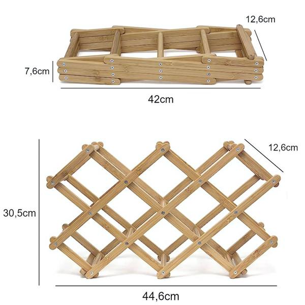 Imagem de Porta Vinhos Bambu Ekos 41cm 10 Garrafas Wincy Sustentável