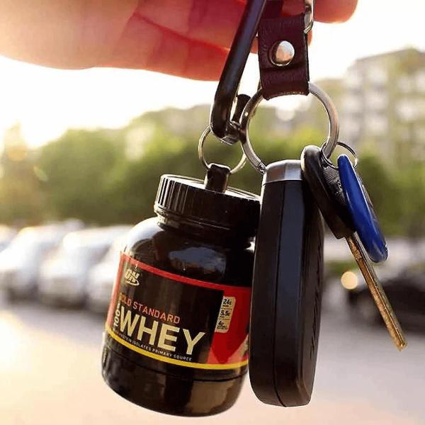 Imagem de Porta Whey Protein e Suplementos Gold Funil Portátil Chaveiro 100ml