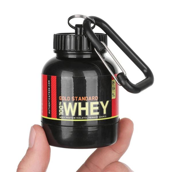 Imagem de Porta Whey Protein e Suplementos Gold Funil Portátil Chaveiro 200ml