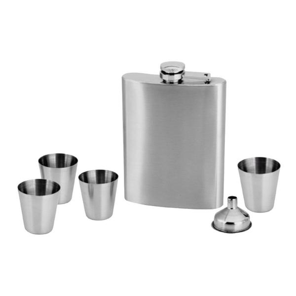 Porta Whisky Vodka Cantil de Aço Inox 9 Oz 250 Ml - Unyhome Imagem de Porta Whisky Vodka Cantil de Aço Inox 9 Oz 250 Ml