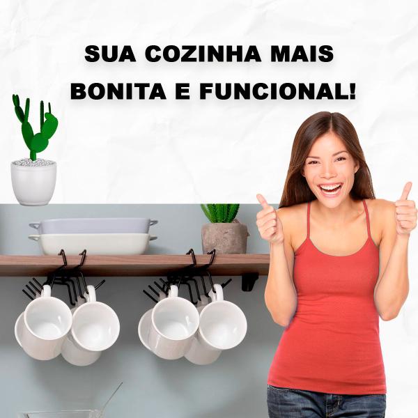 Imagem de Porta Xícara Caneca Suporte Encaixe Armário Aço Reforçado