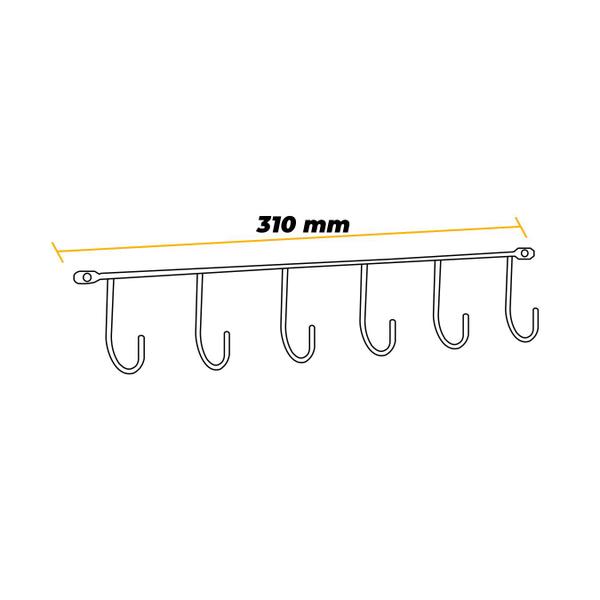 Imagem de Porta Xícaras Simples 6 Ganchos 310 Mm Cromado