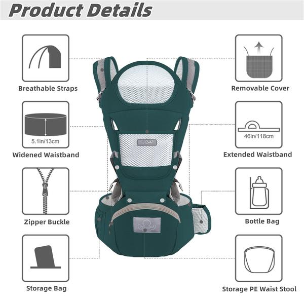 Imagem de Portador de bebê YSSKTC ergonômico com assento de quadril 3-36 meses 3,2-20,4 kg