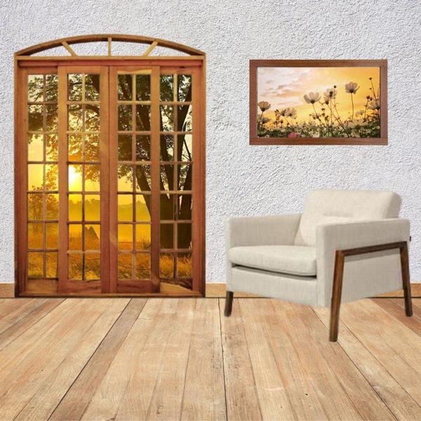 Imagem de Portal Correr Quadriculado 4 Folhas Itauba em Arco com Fechadura 1,60 X 2,30 Rodam