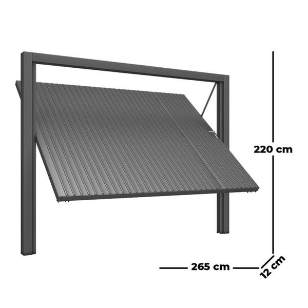 Imagem de Portão de Aço Contrapeso com Painel em Chapa Frisada 220x265x12