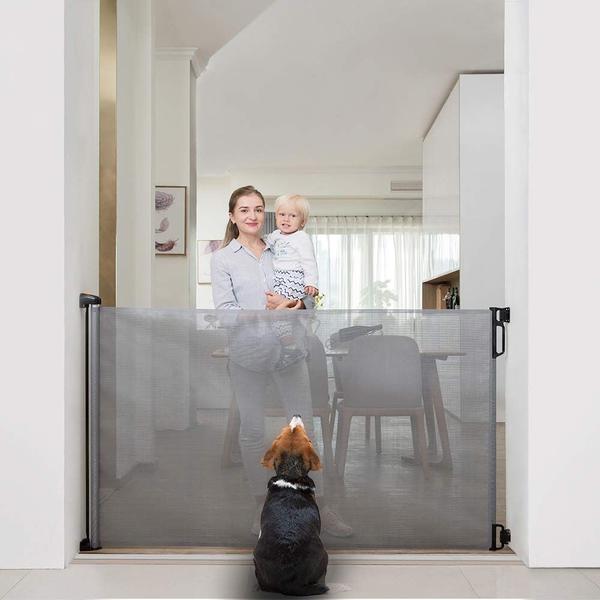 Portão de bebê retrátil EasyBaby Extra Wide 180 cm de altura, cinza Imagem de Portão de bebê retrátil EasyBaby Extra Wide 180 cm de altura, cinza