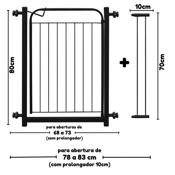 Imagem de Portão de Segurança Grade Proteção Pet Bebe 80x70 Extensor