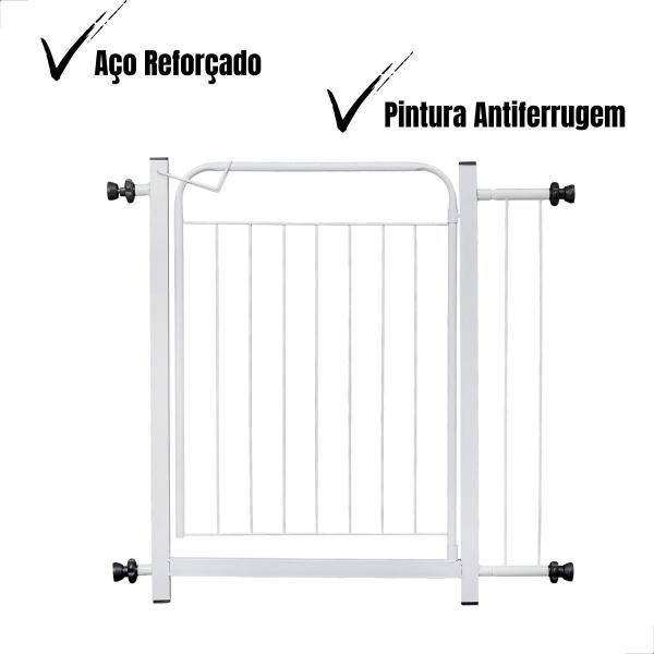 Imagem de Portão Grade de Segurança Cachorros e Crianças para vão de 70 á 80 cm- Branco